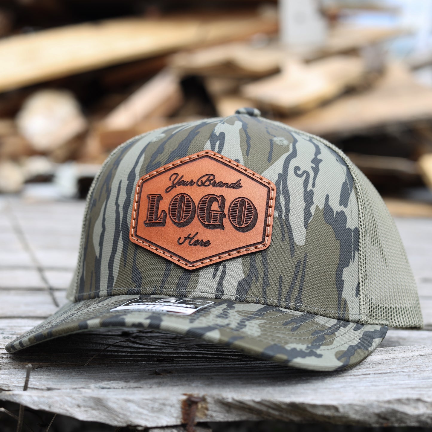 Richardson 112P Custom Camo Leather Patch Hat